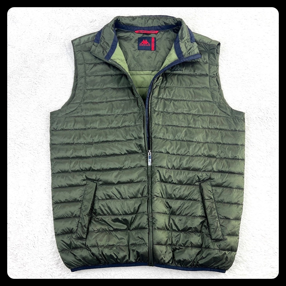 Robe Di Kappa Puffer Vest Men's XXL Olive Green‎ Ripstop Quilted Full Zip Yumiko